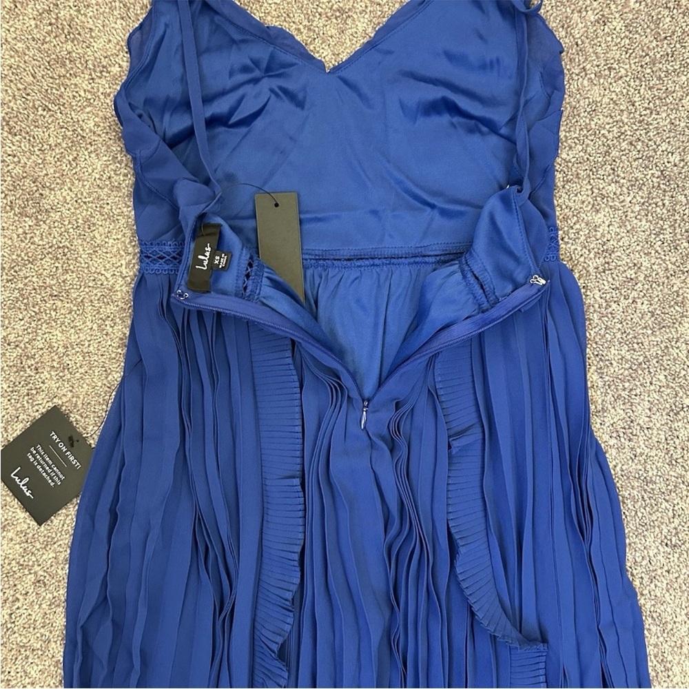 Lulu's Blue Ruffle Midi Dress - Picture 10 of 16